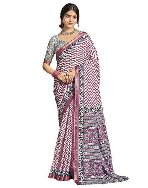 Siril Women'S Pure Cotton Saree | Printed Saree With Unstitched Blouse Piece